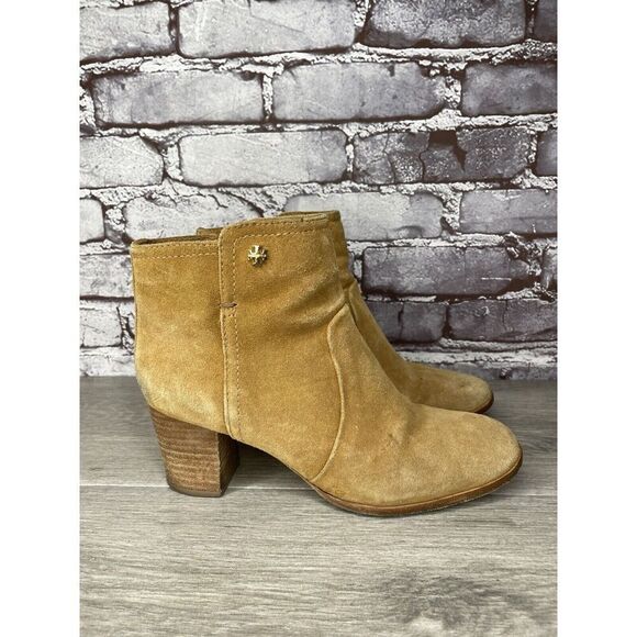 Tory Burch Tan Suede Leather Side Zipper High Heel Booties Women Sz 7.5M US/38EU - Picture 10 of 16